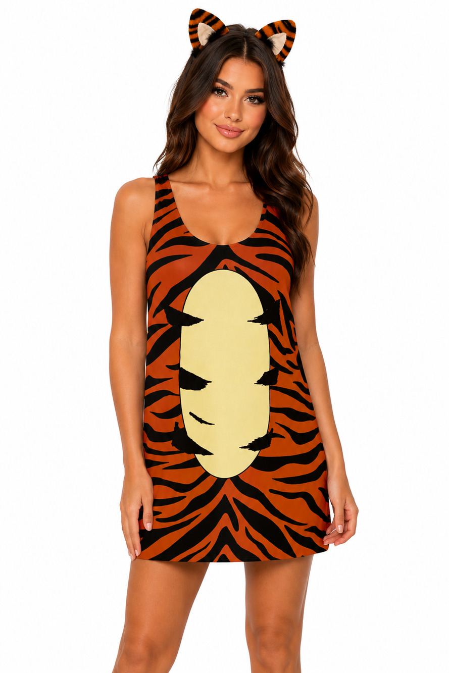 Tiger Cartoon Halloween Tank Dress For Women Size Small NWT - Picture 1 of 4